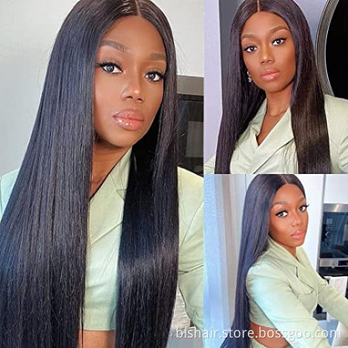 Straight Lace Closure Wigs Human Hair Wigs For Black Women 4x4x1 T Part Brazilian Lace Front Wigs Pre Plucked With Baby Hair